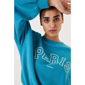 NWT GARCIA PARIS Sapphire Varsity Crewneck Sweater